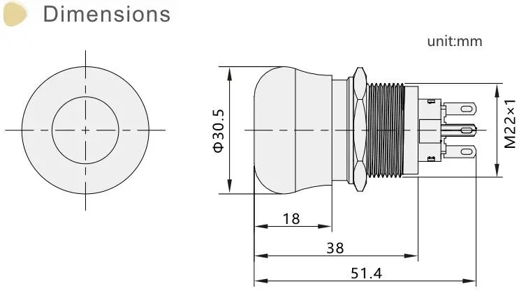 Siron H029-R 22mm Mushroom Head Waterproof Metal 3pins Spdt Emergency Stop Push Button