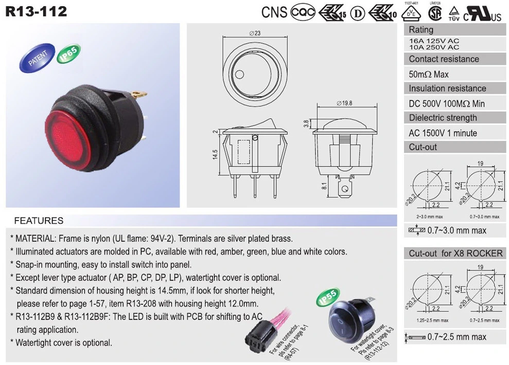 2 Position Spst Spdt Rocker Switch with LED Light